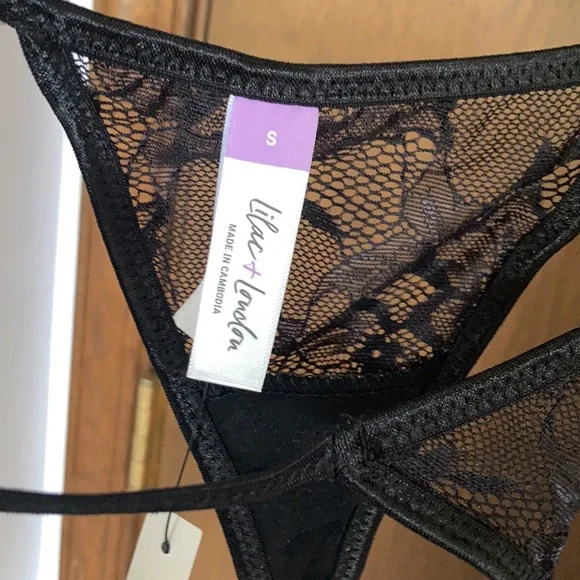 babydoll & panty set lace with padded bust adjustable strap black size S - Picture 7 of 15